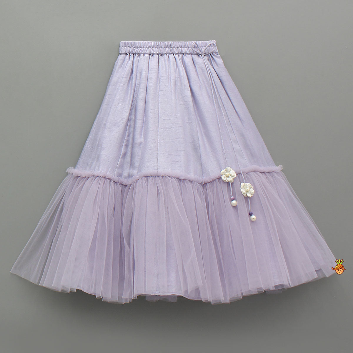 Pre Order: Lavender Bow Adorned Sleeveless Embroidered Top With Lehenga