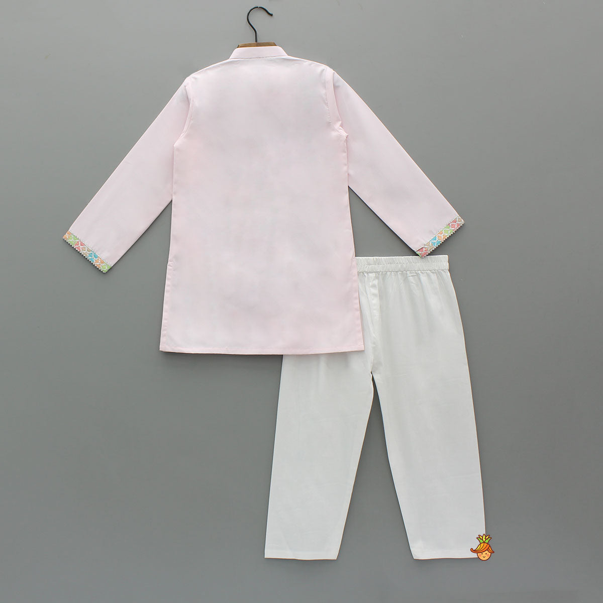 Pre Order: Pink Lace Embroidered Kurta With Pyjama