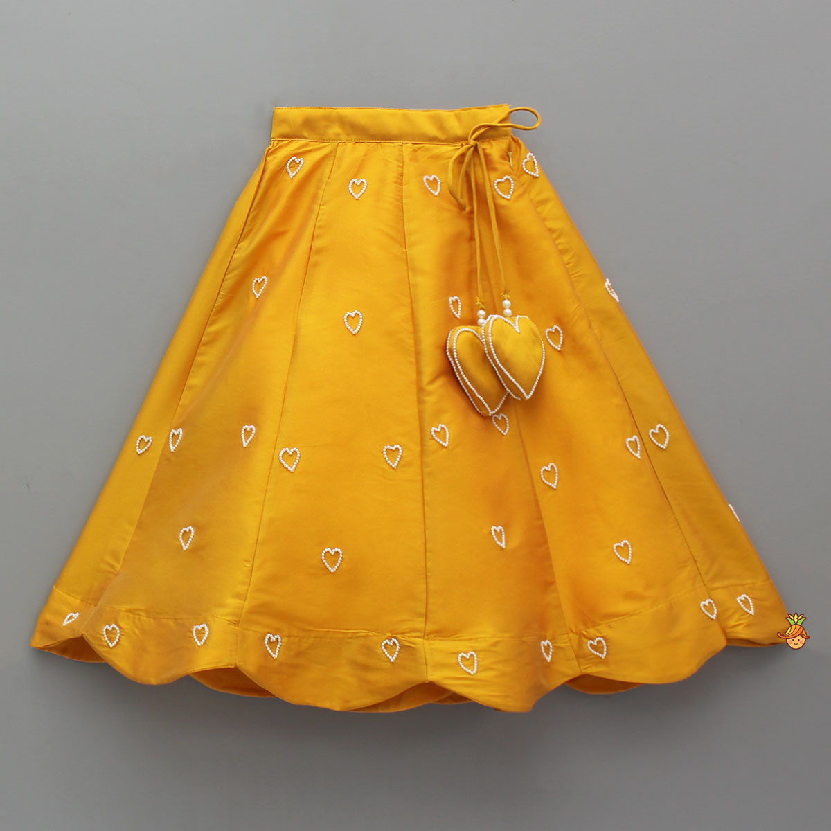 Pre Order: Little Hearts Embroidered Top With Hearts Embroidered Lehenga