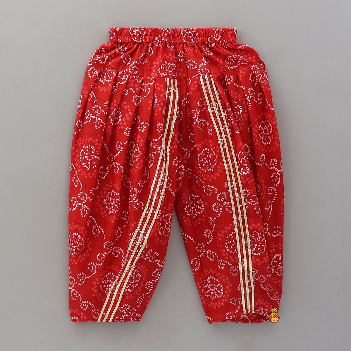 Faux Mirror Work Kurti And Bandhani Printed Patiala Style Pant