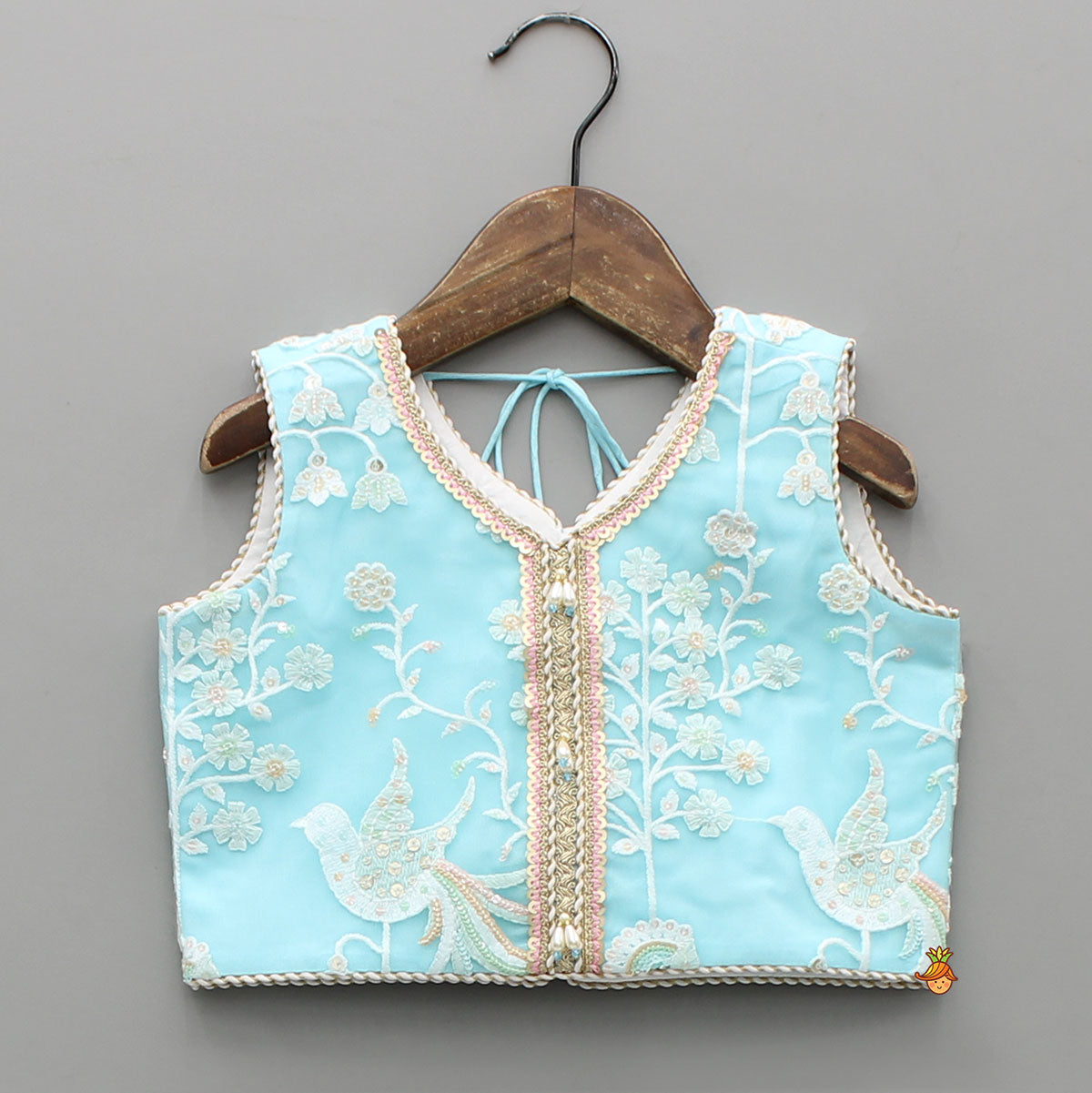Pre Order: Floral And Bird Embroidered Top With Matching Lehenga And Dupatta
