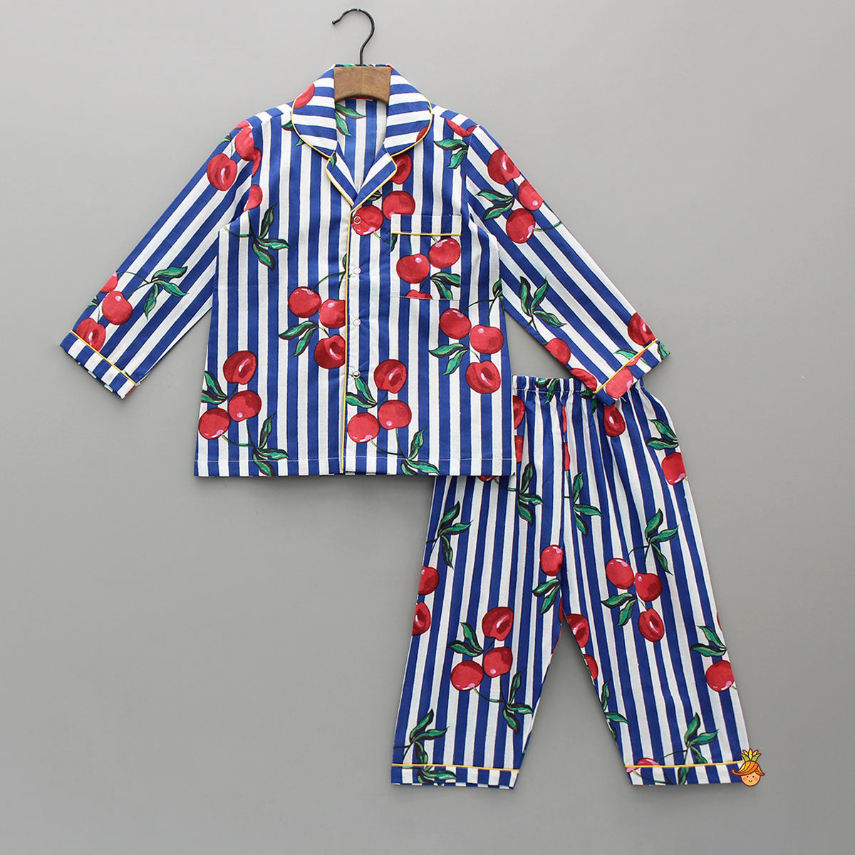 Pre Order: Striped Cotton Printed Sleepwear