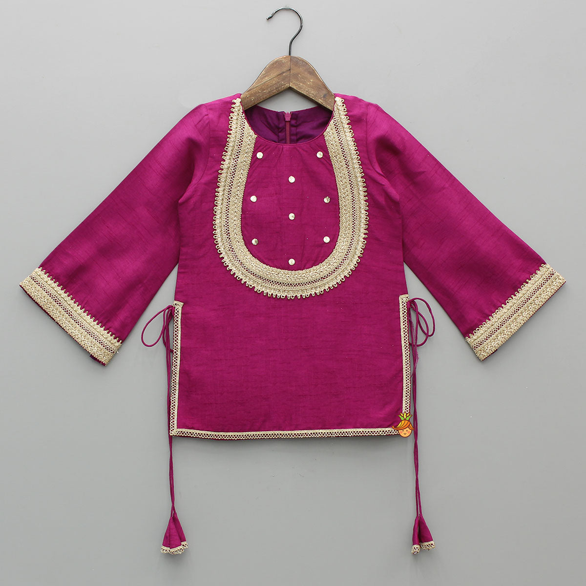 Pre Order: Yoke-Detail Ethnic Kurti With Matching Salwar And Dupatta