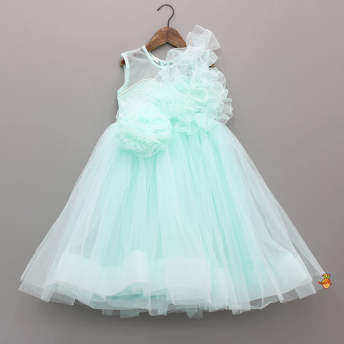 Pre Order: 3D Flower Embellished Net Tulle Dress
