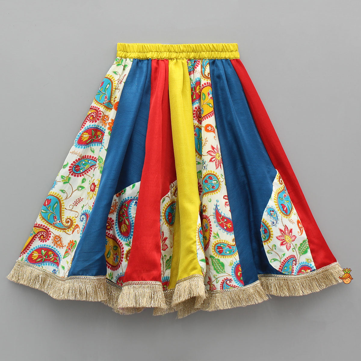 Pre Order: Vibrant Cowrie Shells Adorned Top With Multicolour Lehenga And Dupatta