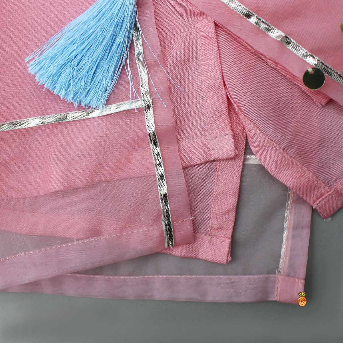 Pre Order: Elegant Strappy Top With Embellished Kurti And Ruffled Sharara With Dupatta