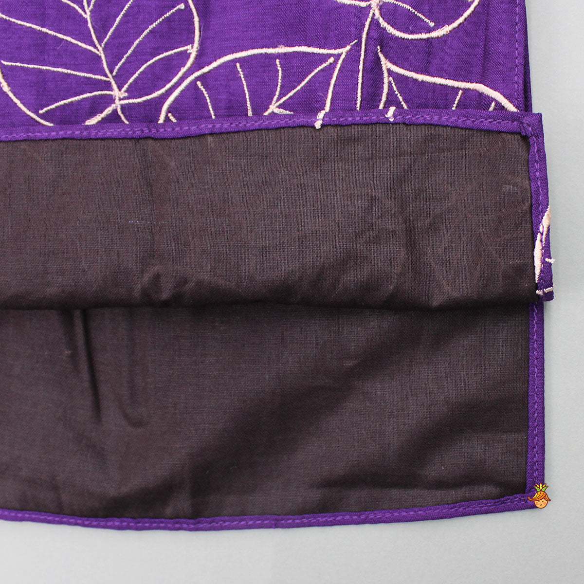 Pre Order: Purple Leaf Embroidered Kurta With Pyjama