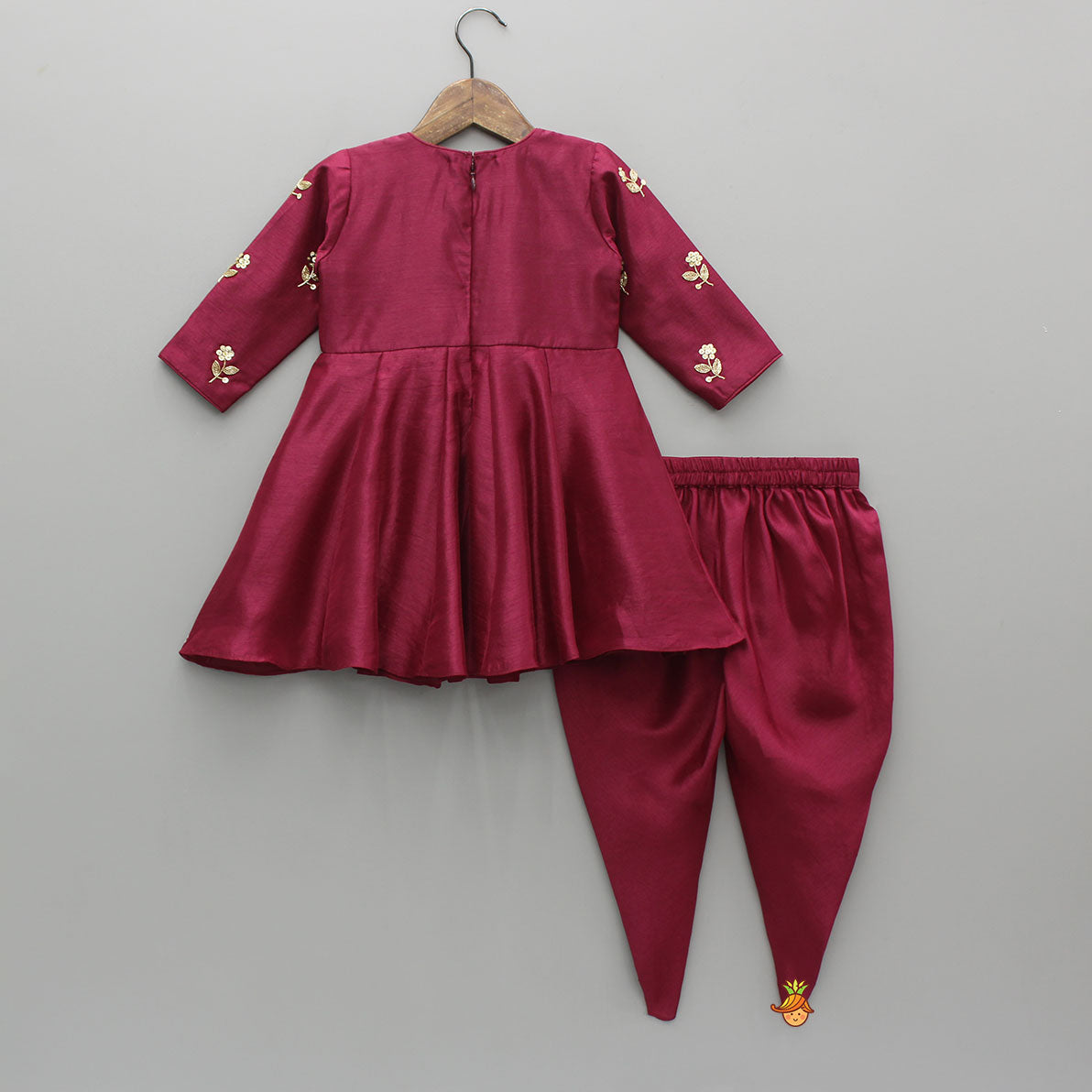 Pre Order: Faux Jacket Style Yoke Embroidered Kurti With Tulip Style Dhoti