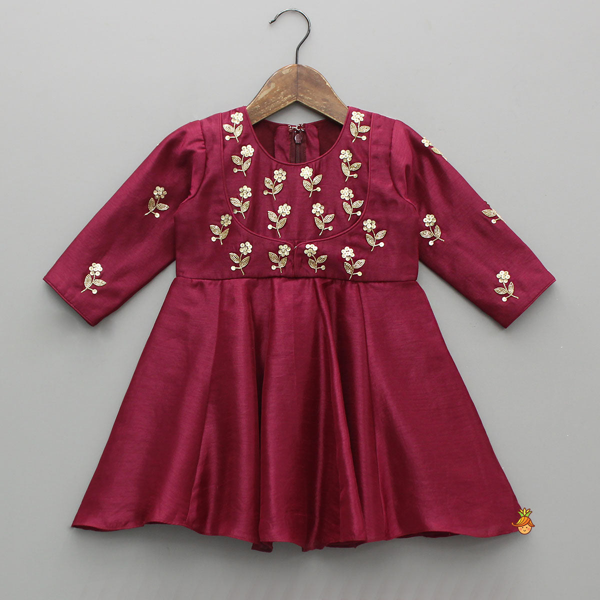 Pre Order: Faux Jacket Style Yoke Embroidered Kurti With Tulip Style Dhoti