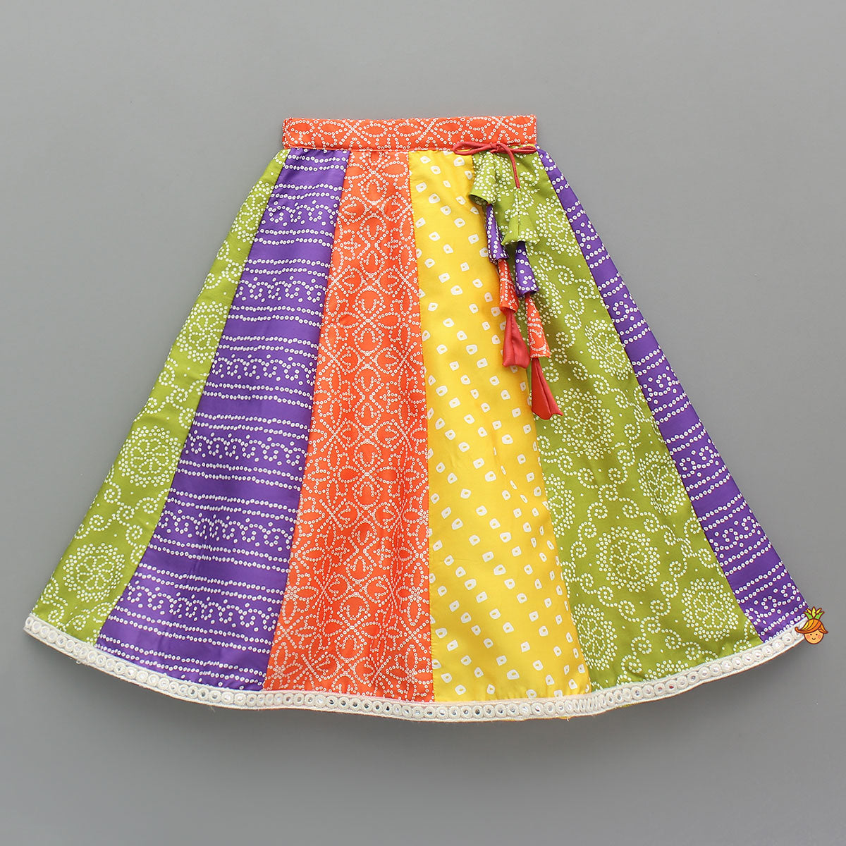 Faux Mirror Lace Work Top And Lehenga