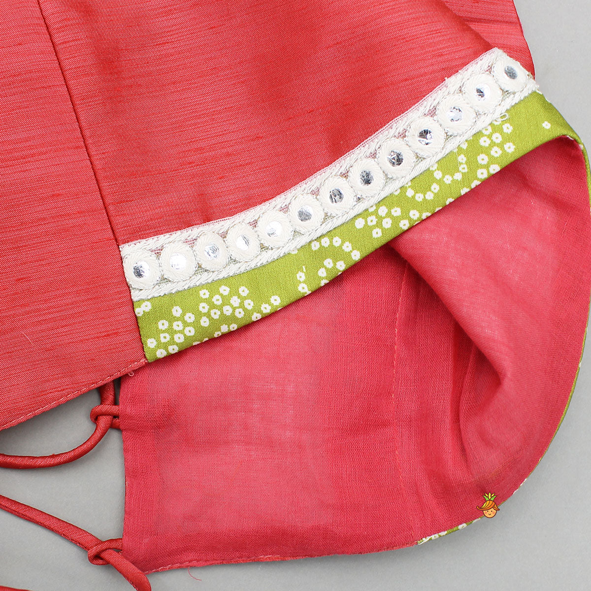 Faux Mirror Lace Work Top And Lehenga