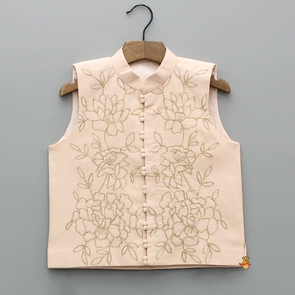 Pre Order: Kurta With Potli Button Detailed Jacket And Pyjama