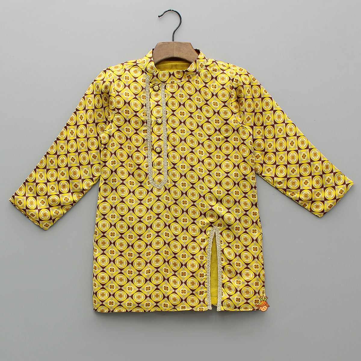 Pre Order: Printed Asymmetrical Placket Kurta With Dhoti