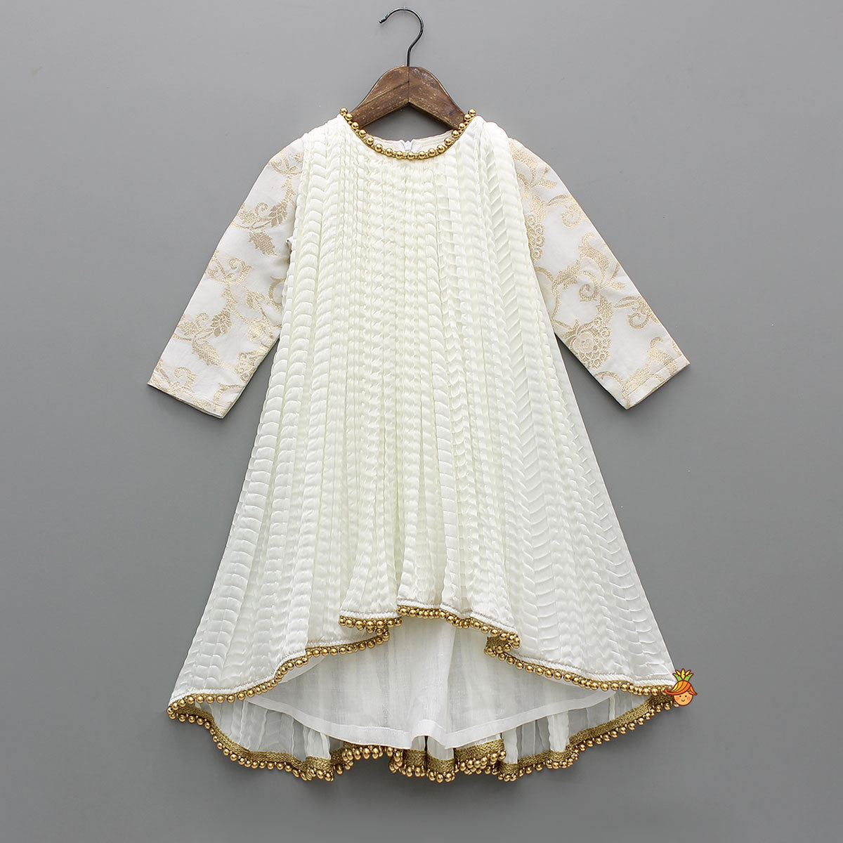 Pre Order: Brocade Sleeves High Low Kurti