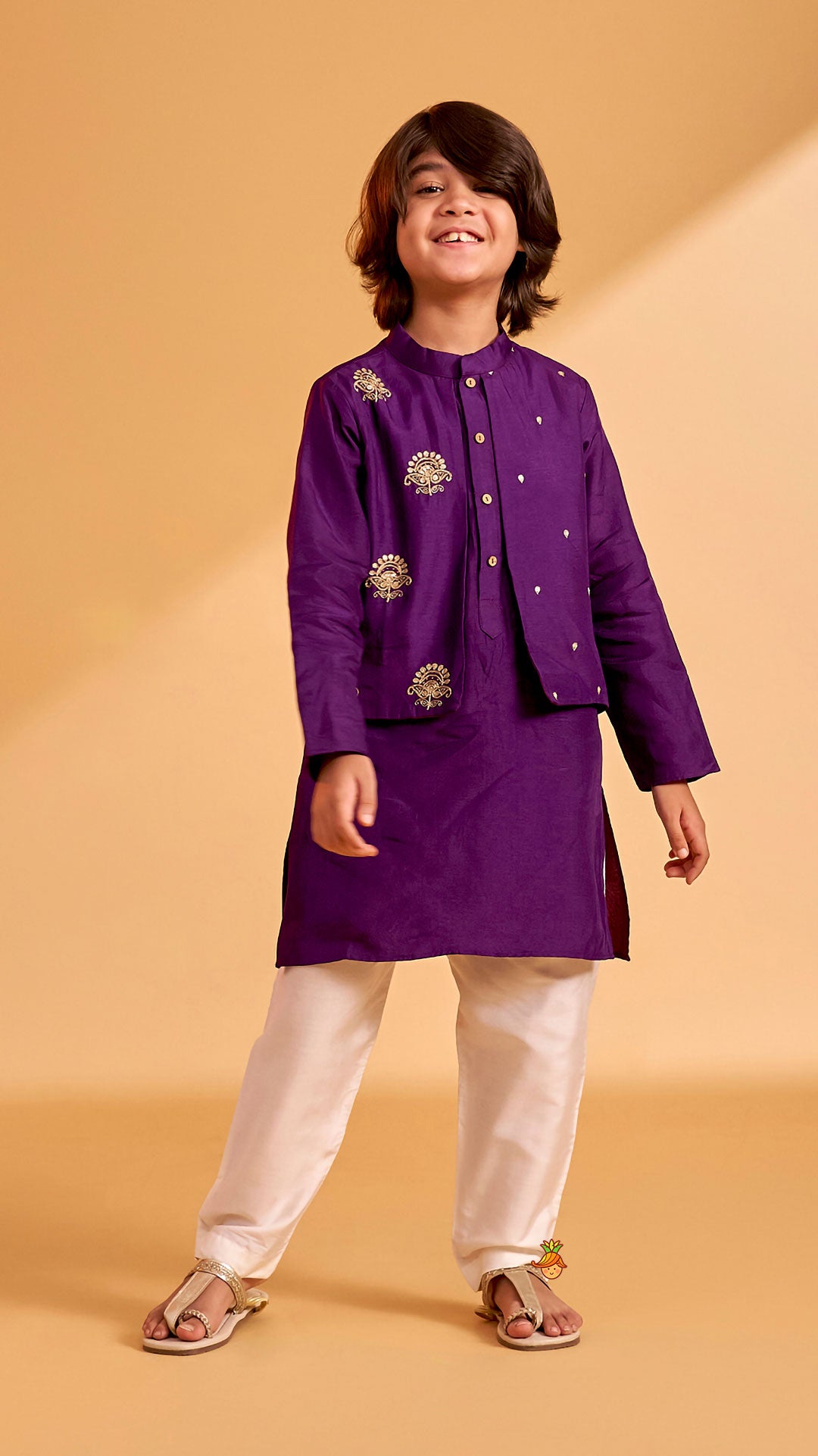 Pre Order: Faux Jacket Style Sequin Embroidered Kurta With Pyjama