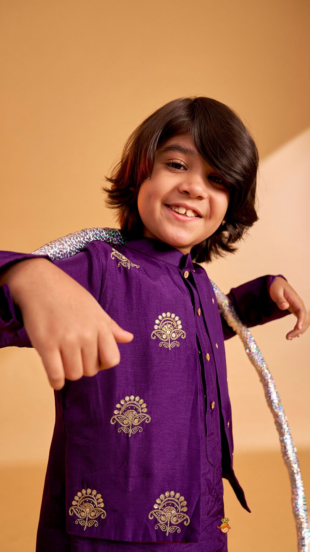 Pre Order: Faux Jacket Style Sequin Embroidered Kurta With Pyjama