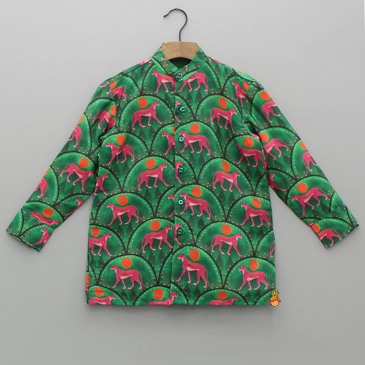 Pre Order: Animal Print Front-Button Kurta With Pyjama