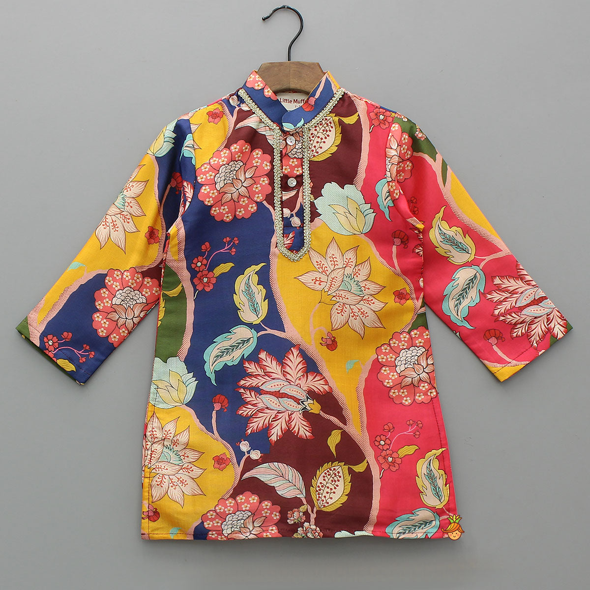 Lace-Detailed Floral Printed Kurta With Pyjama