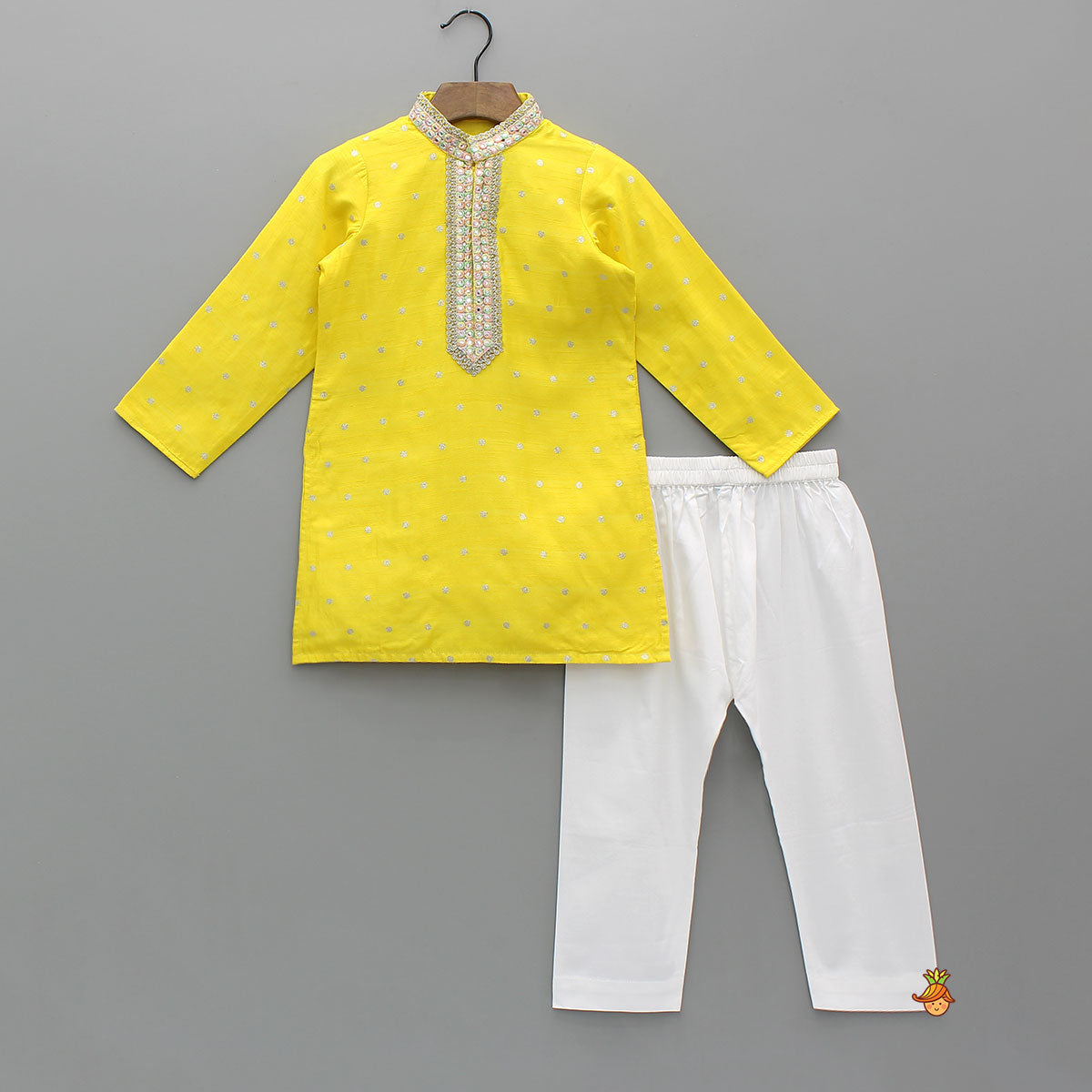 Pre Order: Faux Mirror Lace Work Kurta With Pyjama