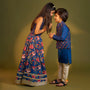 Floral Printed Halter Neck Cotton Top With Floral Printed Lehenga twinning model image 1