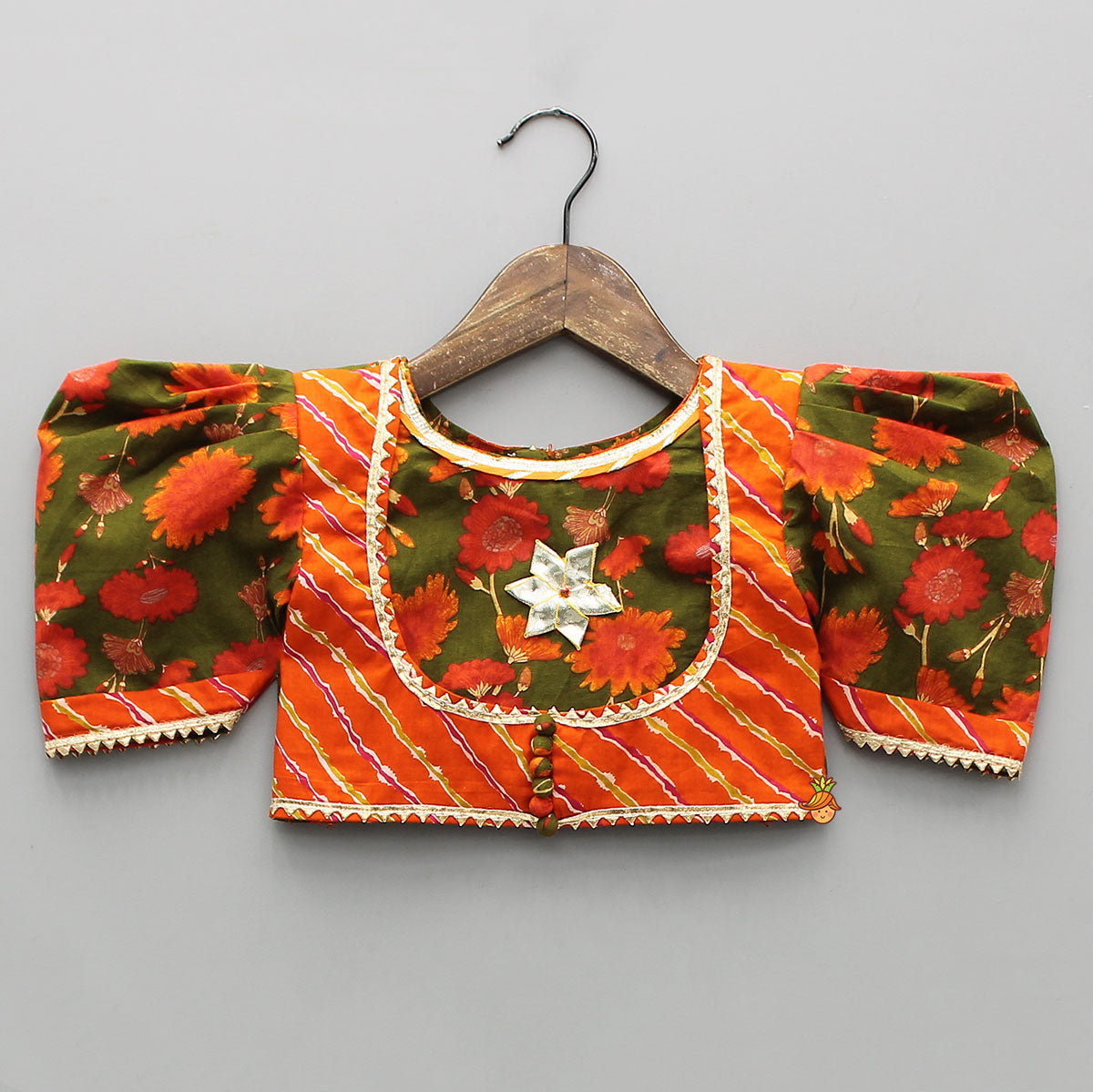 Pre Order: Leheriya Printed Jacket Style Top And Layered Lehenga With Ruffle Dupatta
