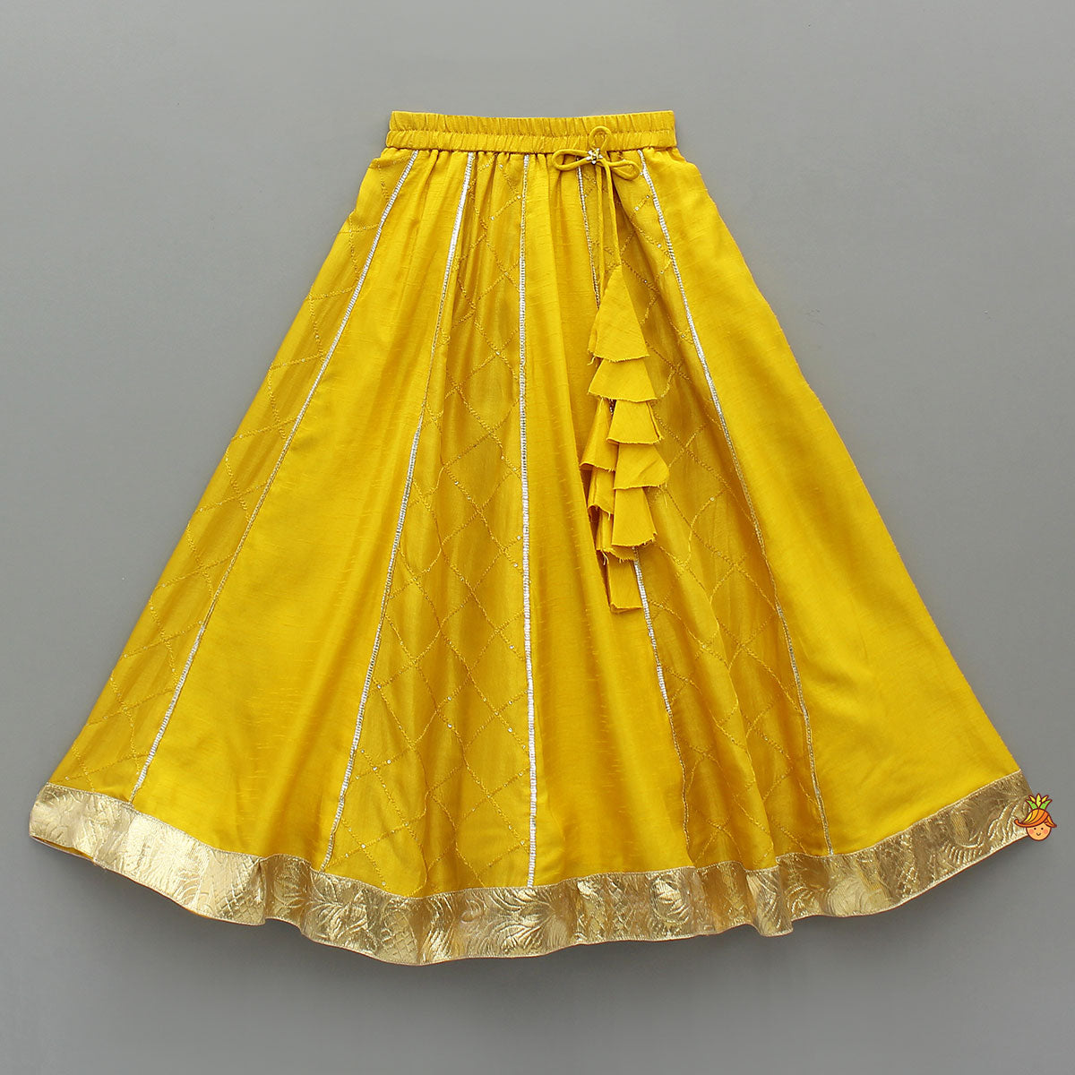 Pre Order: Checks Embroidered Flap Top And Lehenga