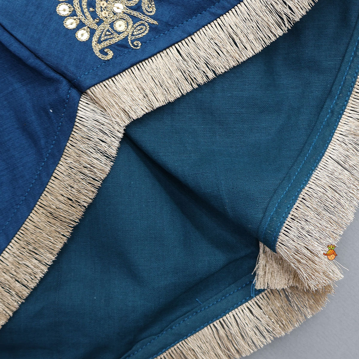 Pleat Detailed Zari Embroidered Kurti With Sharara And Dupatta