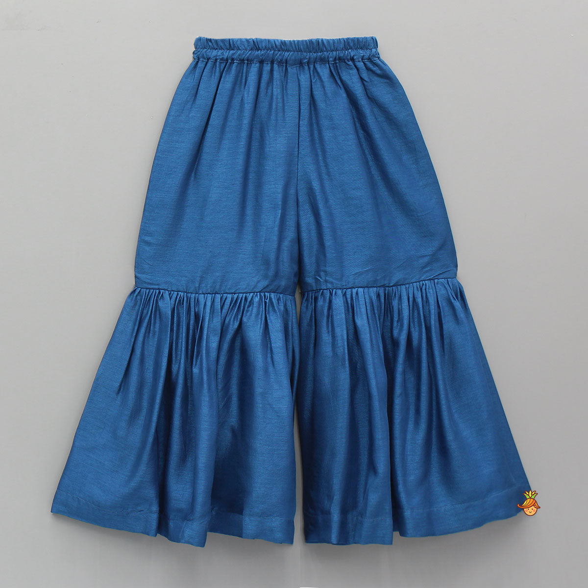 Pleat Detailed Zari Embroidered Kurti With Sharara And Dupatta