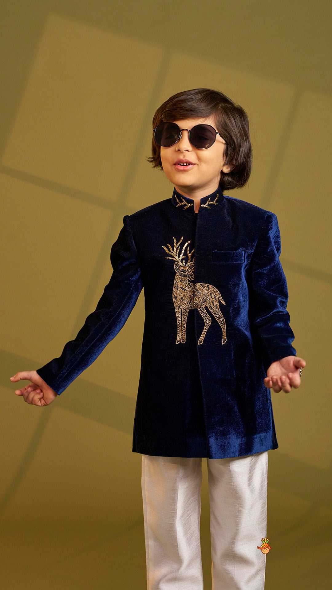 Stylish Cut Dana And Beads Embroidered Velvet Sherwani With Pyjama