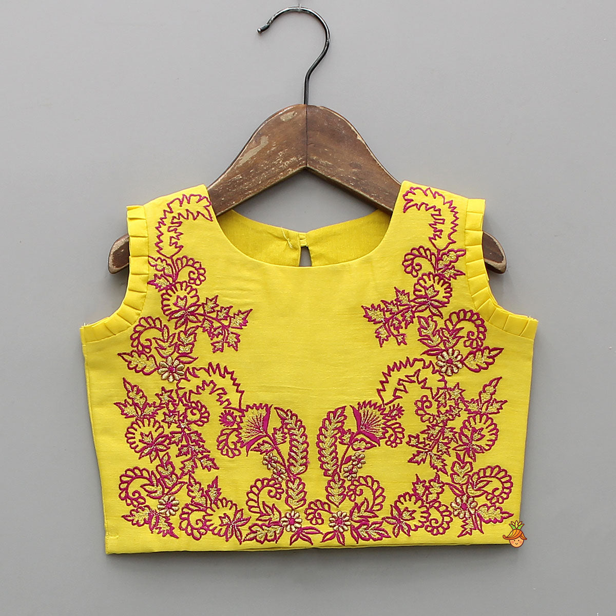 Pre Order: Contrasting Thread Embroidered Top And Lehenga
