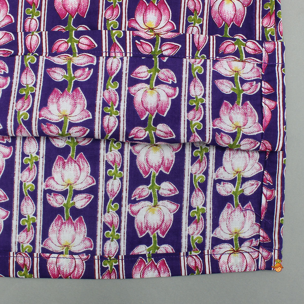 Pre Order: Lotus Printed Kurta With Scalloped Design Jacket And Pyjama