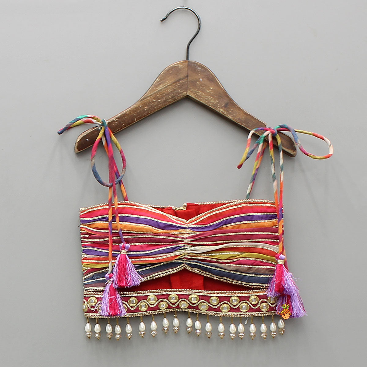 Pre Order: Gorgeous Striped Top With Tiered Sharara And Attached Drape Dupatta