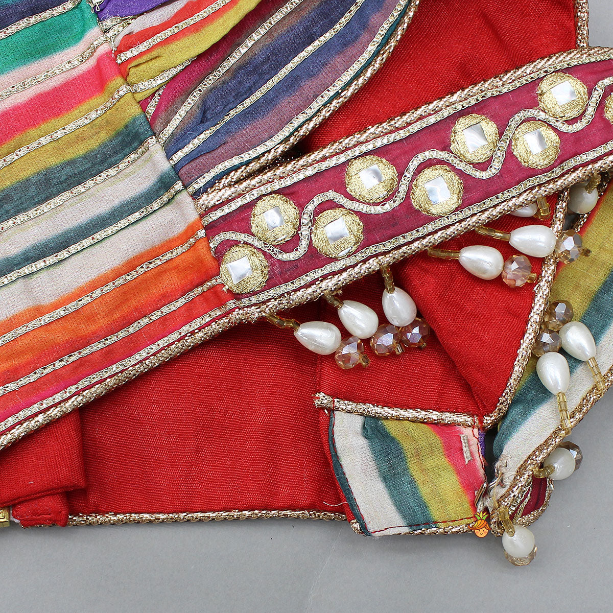 Pre Order: Gorgeous Striped Top With Tiered Sharara And Attached Drape Dupatta