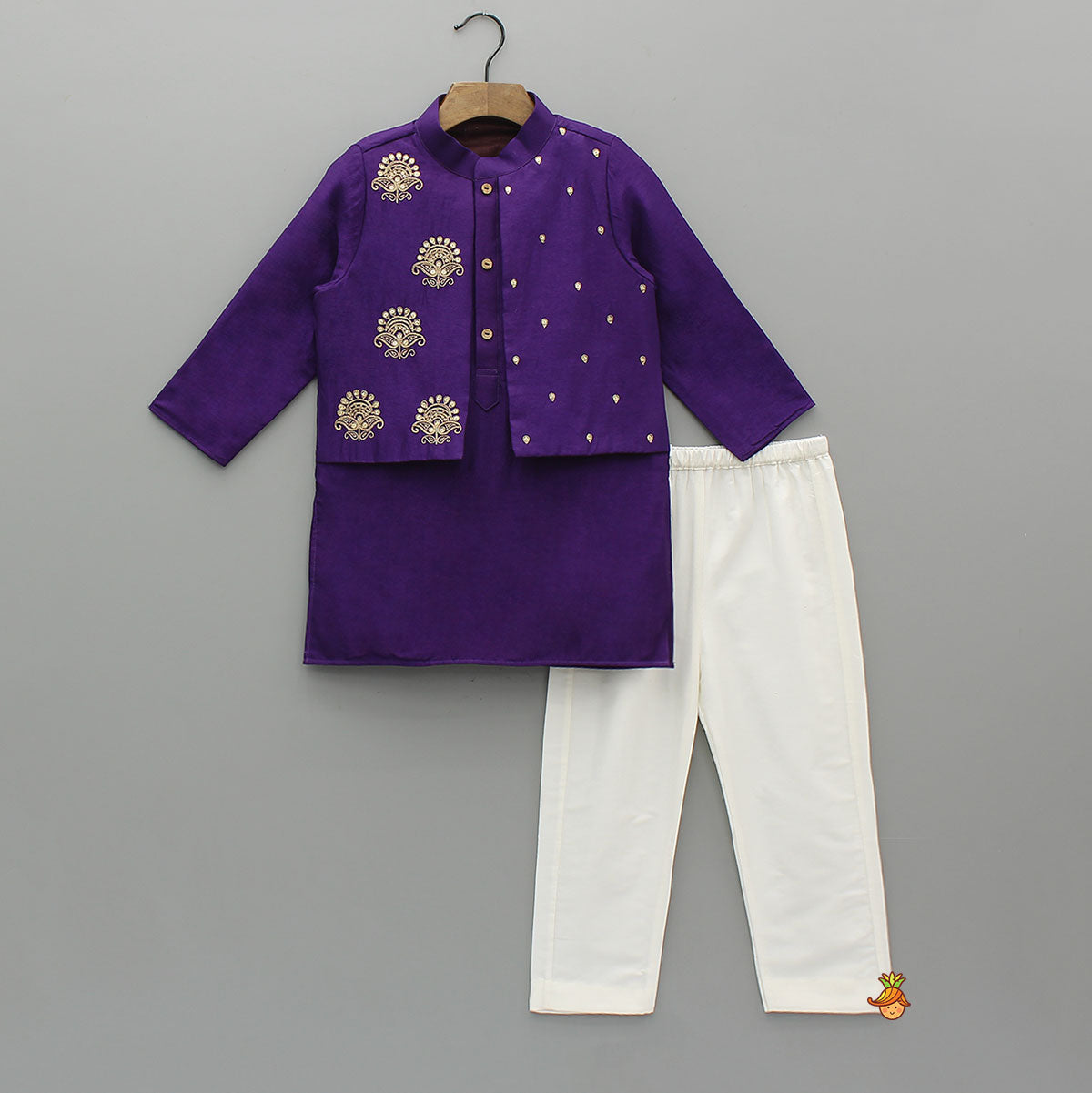 Faux Jacket Style Sequin Embroidered Kurta With Pyjama