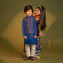 Ethnic Kurta With Pocket-Detail Jacket And Pyjama twinning model image 3