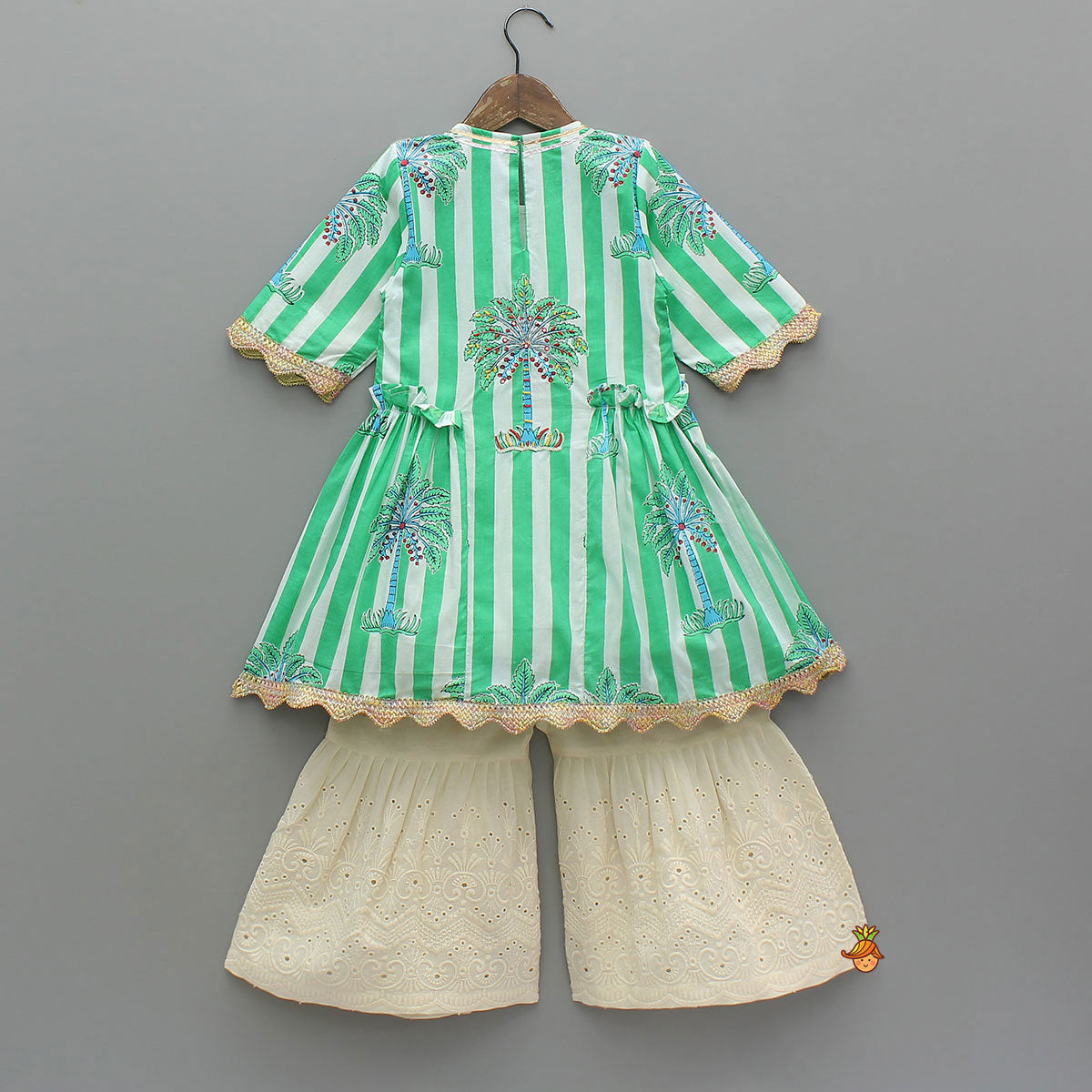 Elegant Striped Kurti With Sharara