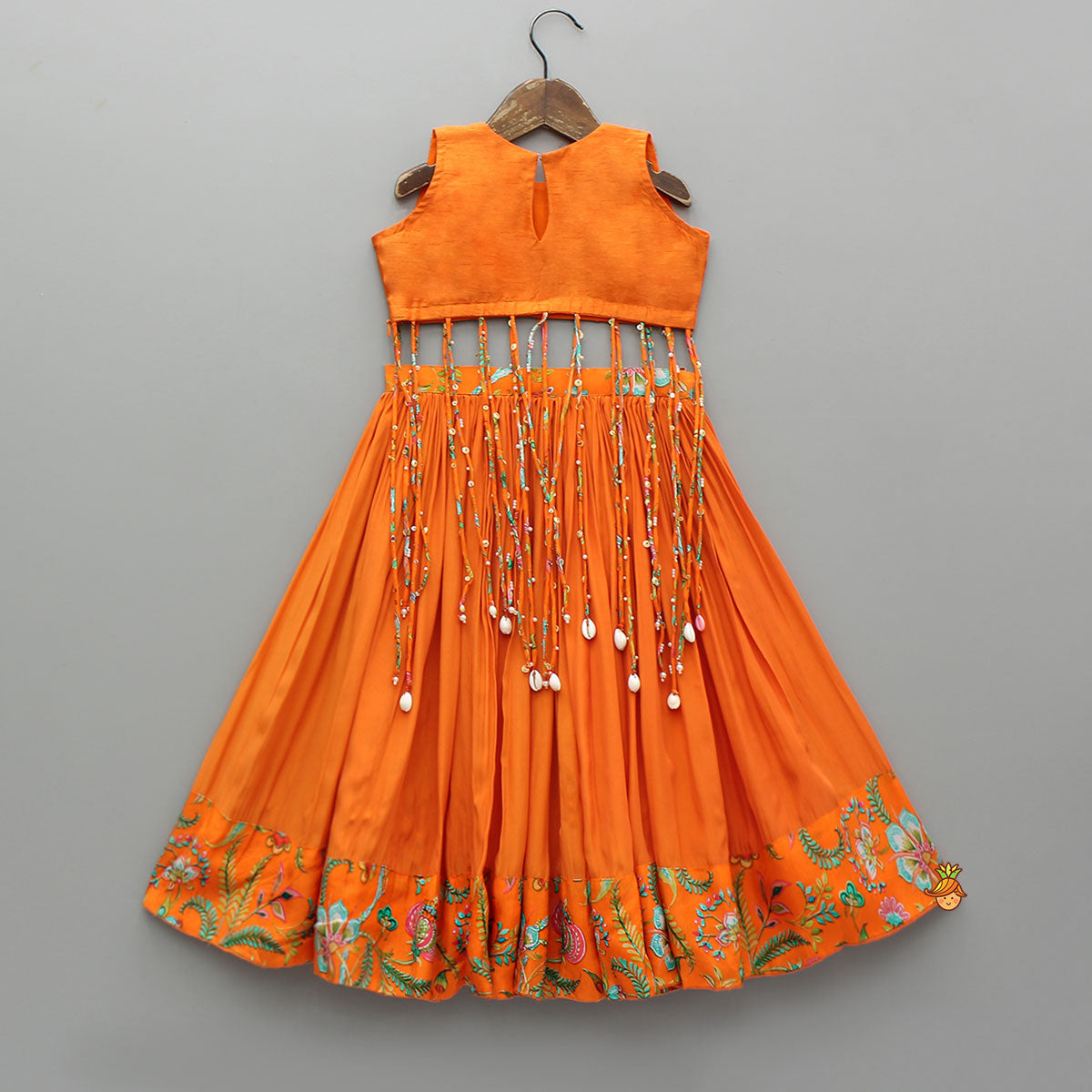 Pre Order: String Hangings Detailed Top And Lehenga