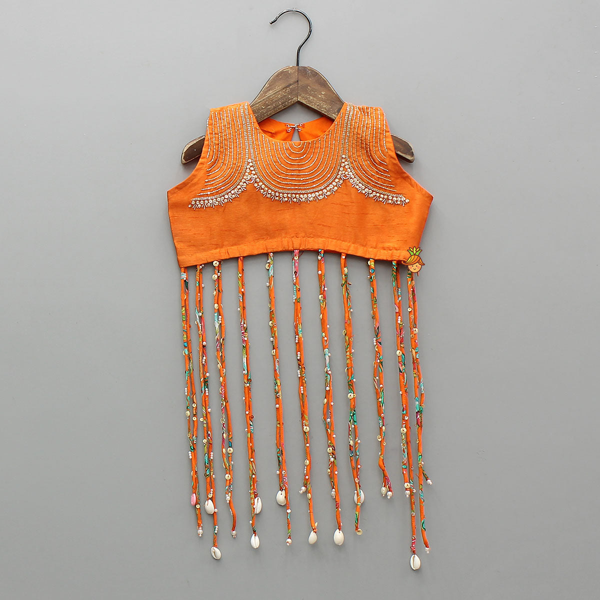 Pre Order: String Hangings Detailed Top And Lehenga