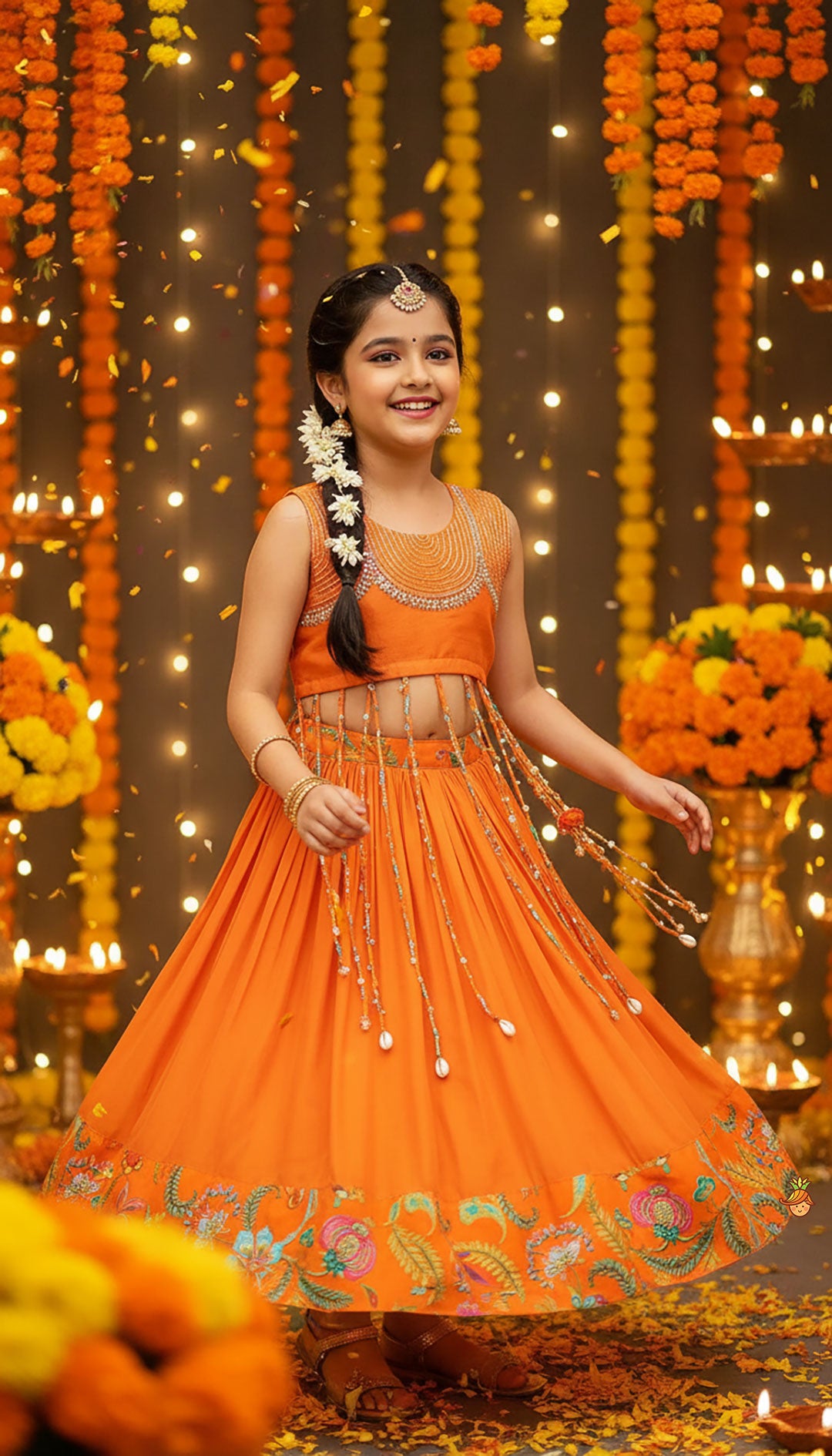 String Hangings Detailed Top And Lehenga