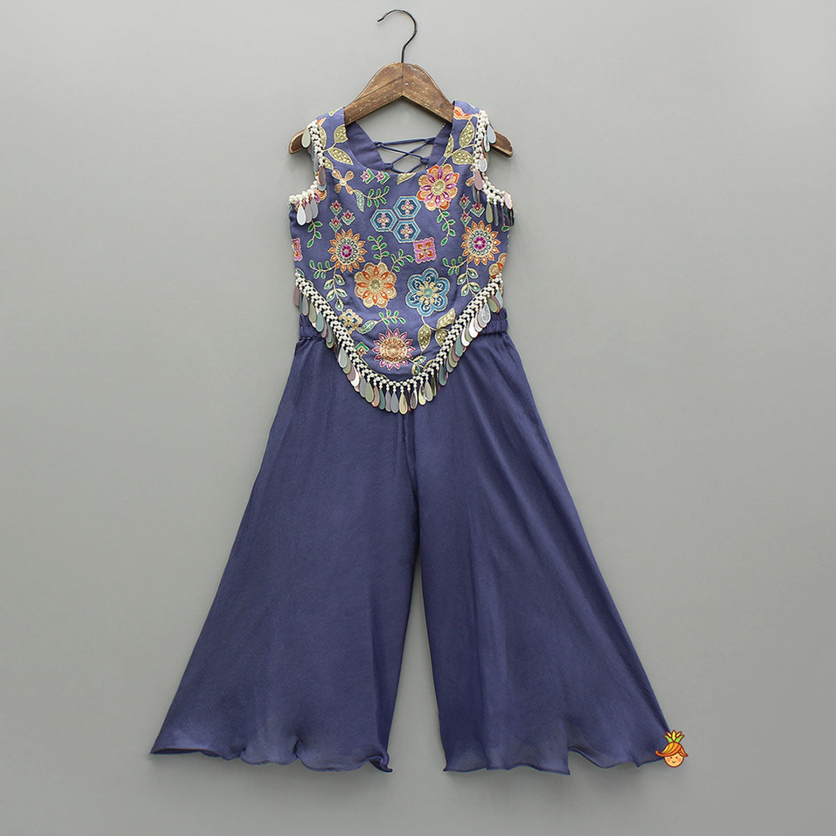 Pre Order: Mirror Work Stylish Top And Palazzo