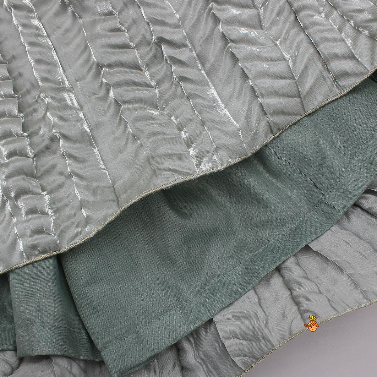 Pre Order: Gorgeous Open-Back Top And Crushed Lehenga With Wrist Cuff