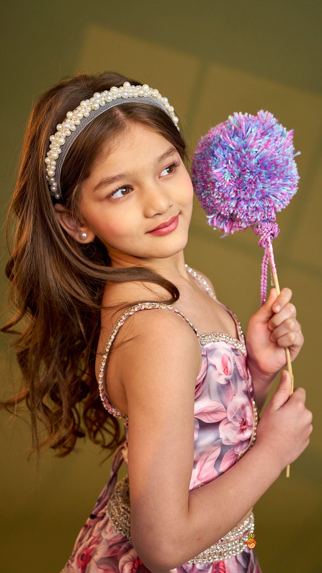 Pre Order: Printed Strappy Top And Graceful Layered Lehenga