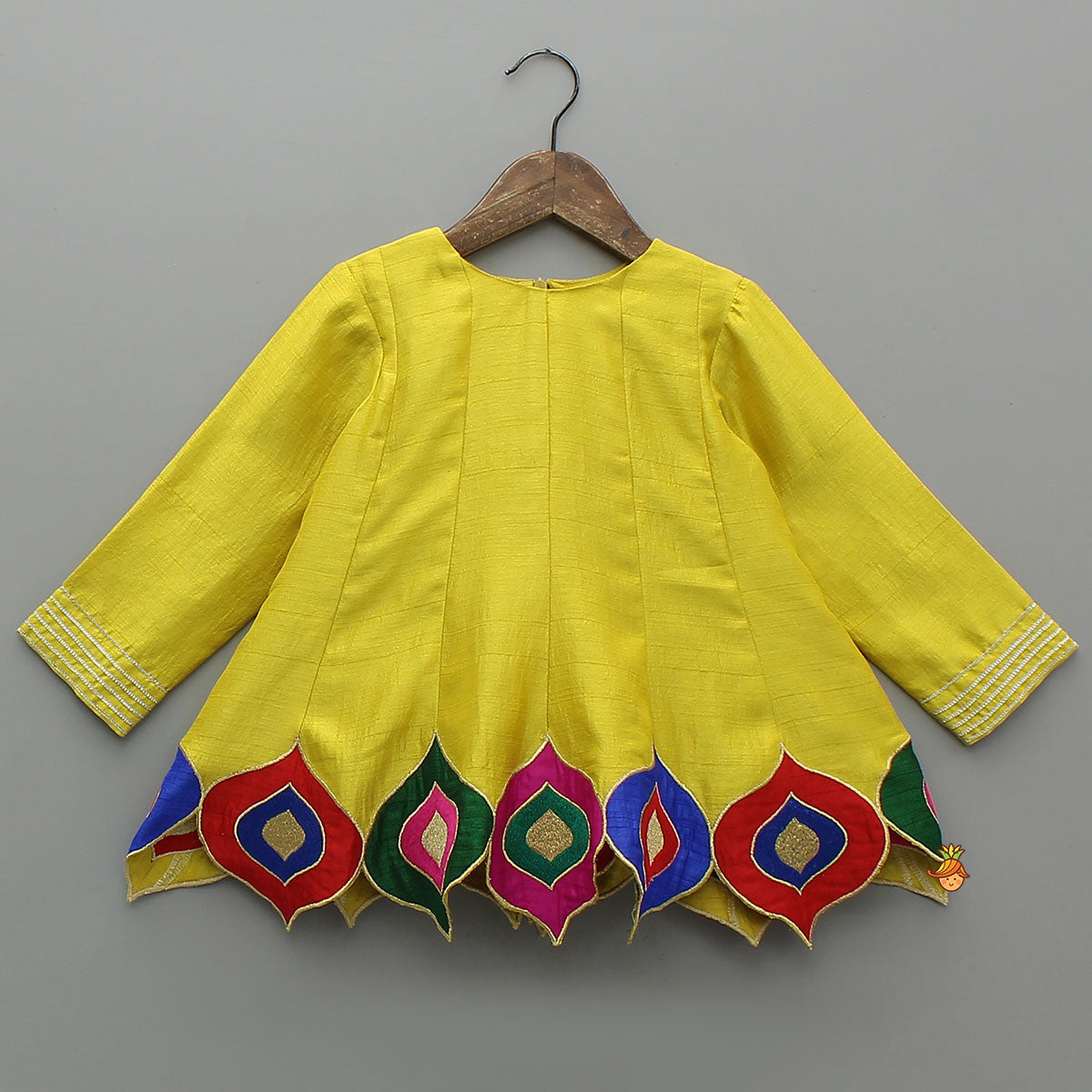 Pre Order: Contrast Hem Flared Top And Palazzo With Matching Dupatta