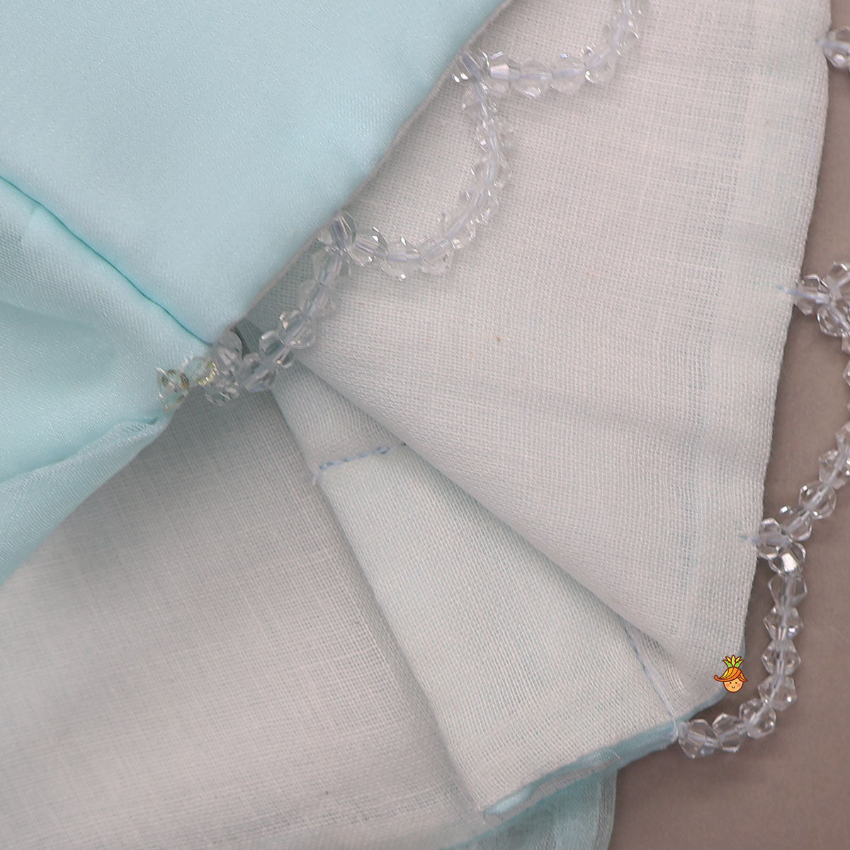 Pre Order: Organza Crop Top And Lehenga With Bow Hair Clip