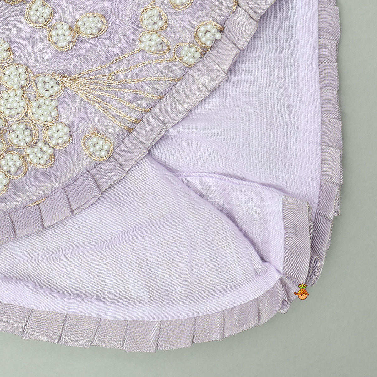 Pre Order: Embroidered Stylish Hem Shimmery Top And Pleated Lehenga With Net Dupatta