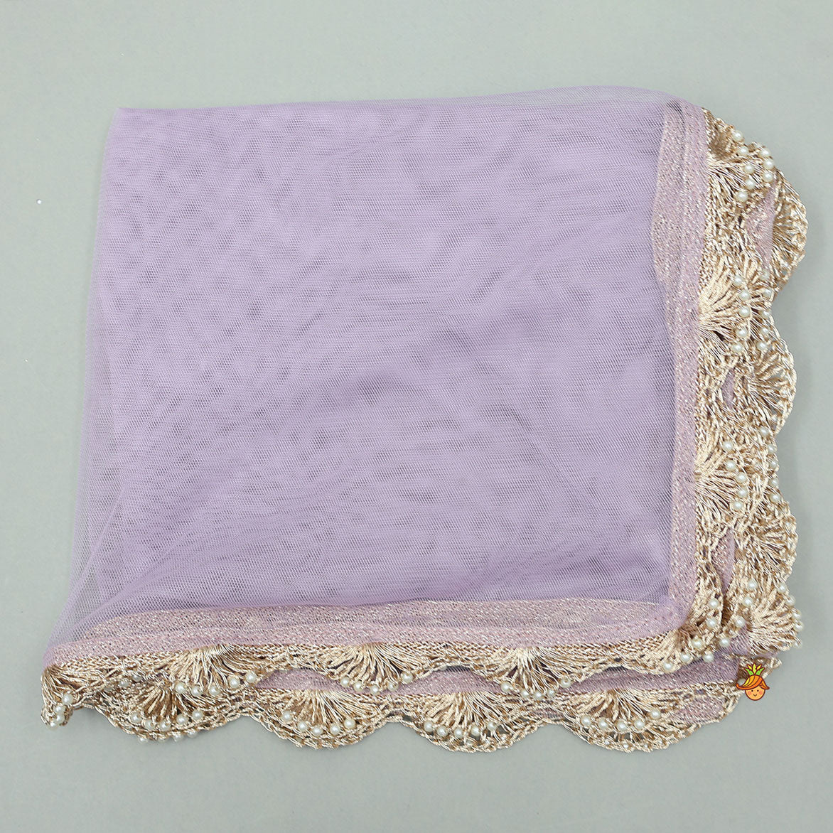 Pre Order: Embroidered Stylish Hem Shimmery Top And Pleated Lehenga With Net Dupatta