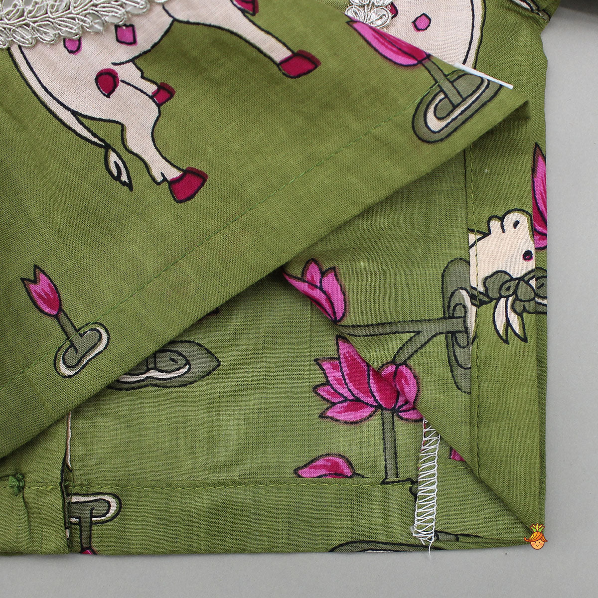 Pre Order: Round Neck Printed Top With Matching Lehenga And Dupatta