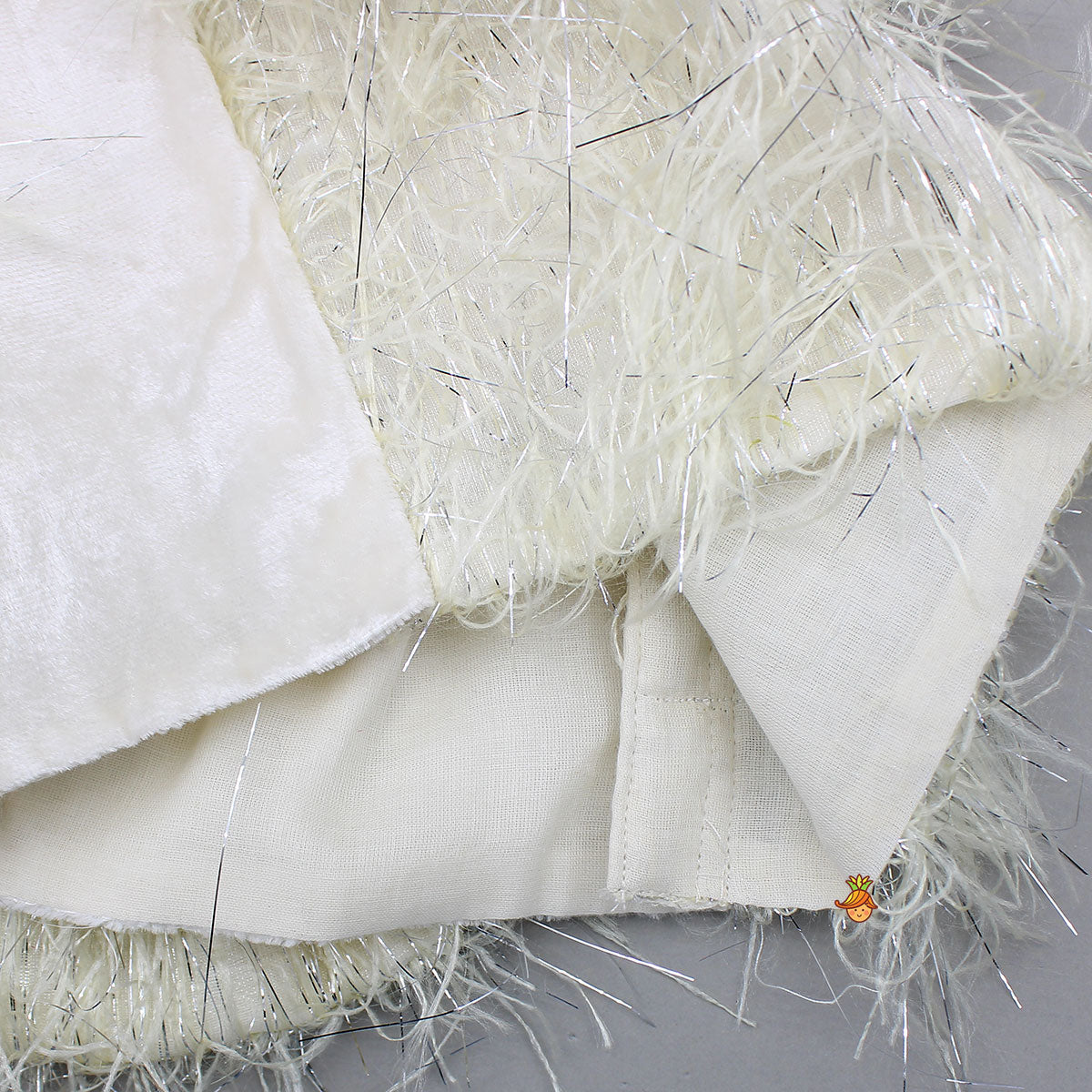 Pre Order: Velvet Inner Top With Halter Neck Fur Top  And Gorgeous Dual-Tone Panelled Lehenga