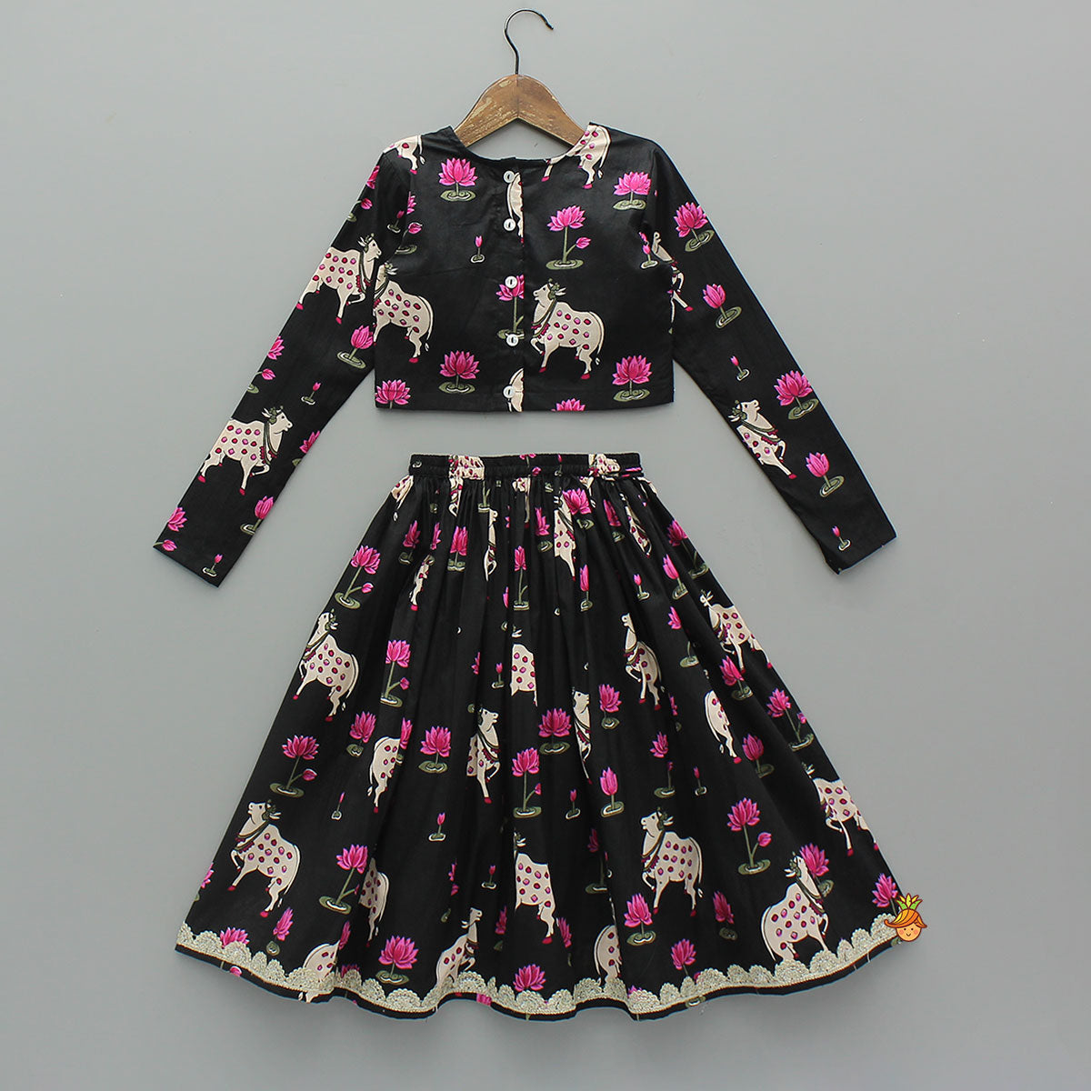 Pre Order: Applique Work Top With Matching Lehenga And Dupatta