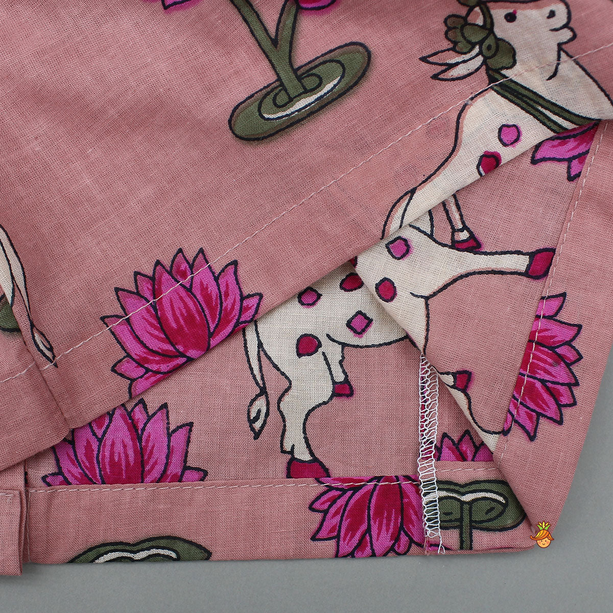 Pre Order: Lotus Printed Elegant Top With Matching Lehenga And Dupatta